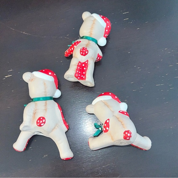 6 Vintage Ceramic Kimple Mold Hand Painted Quilted Bear/ Reindeer Figurines - Picture 4 of 13